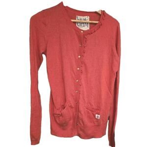 VOLCOM STONE RED CARDIGAN SWEATER WITH GOLD BUTTONS VTG WOMEN'S SIZE LARGE 🔥